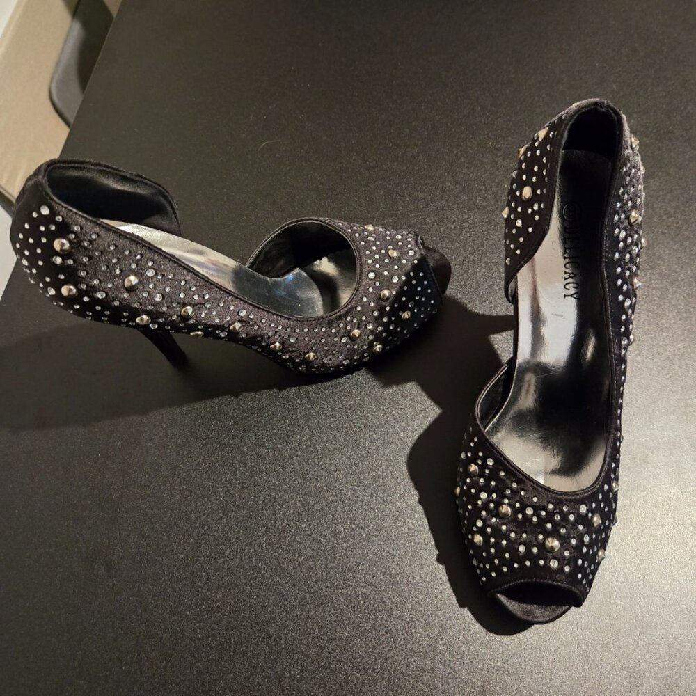 Black Rhinestone Heel